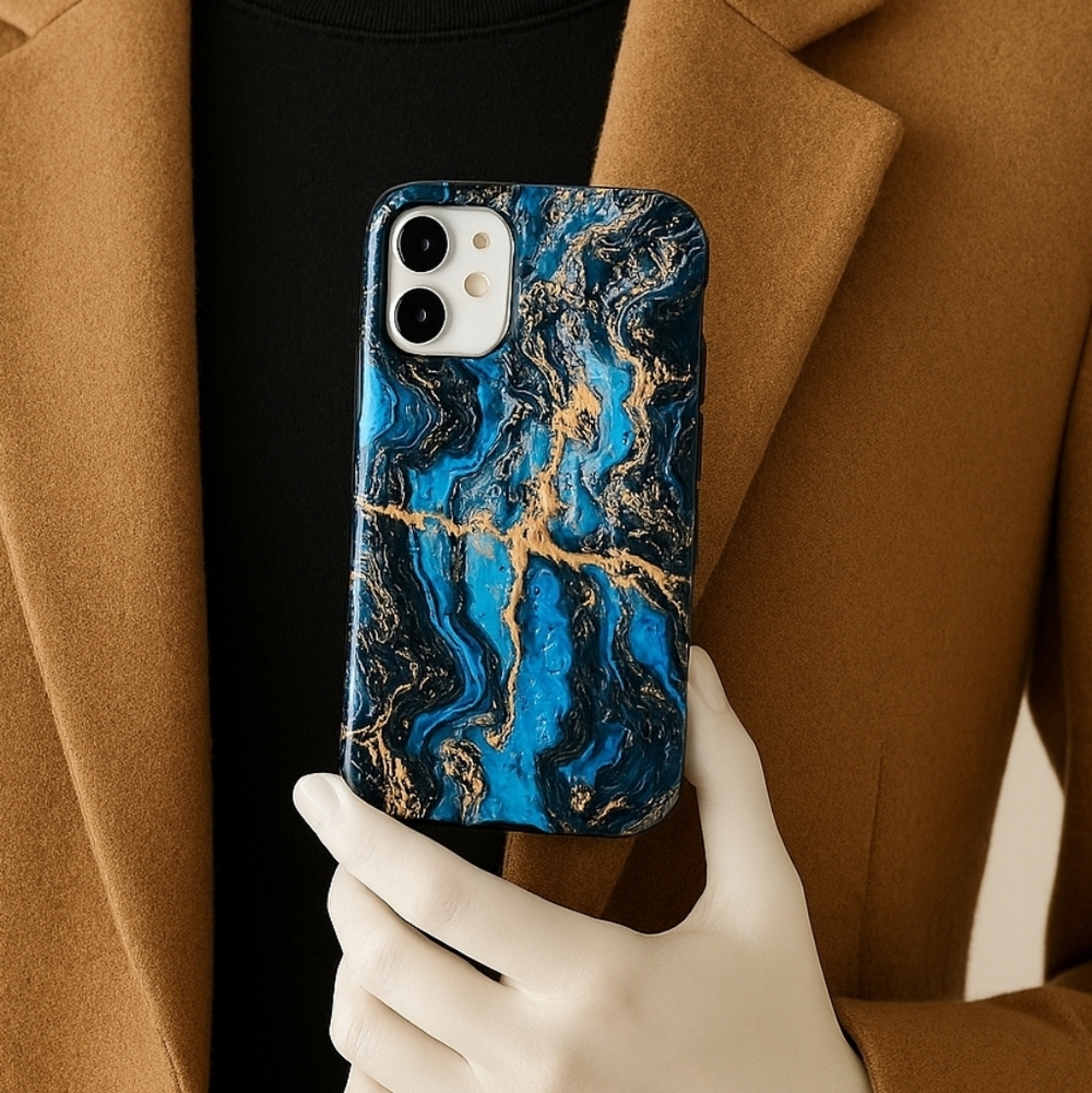Burga iPhone XR Case Blue/Gold with Black Bag